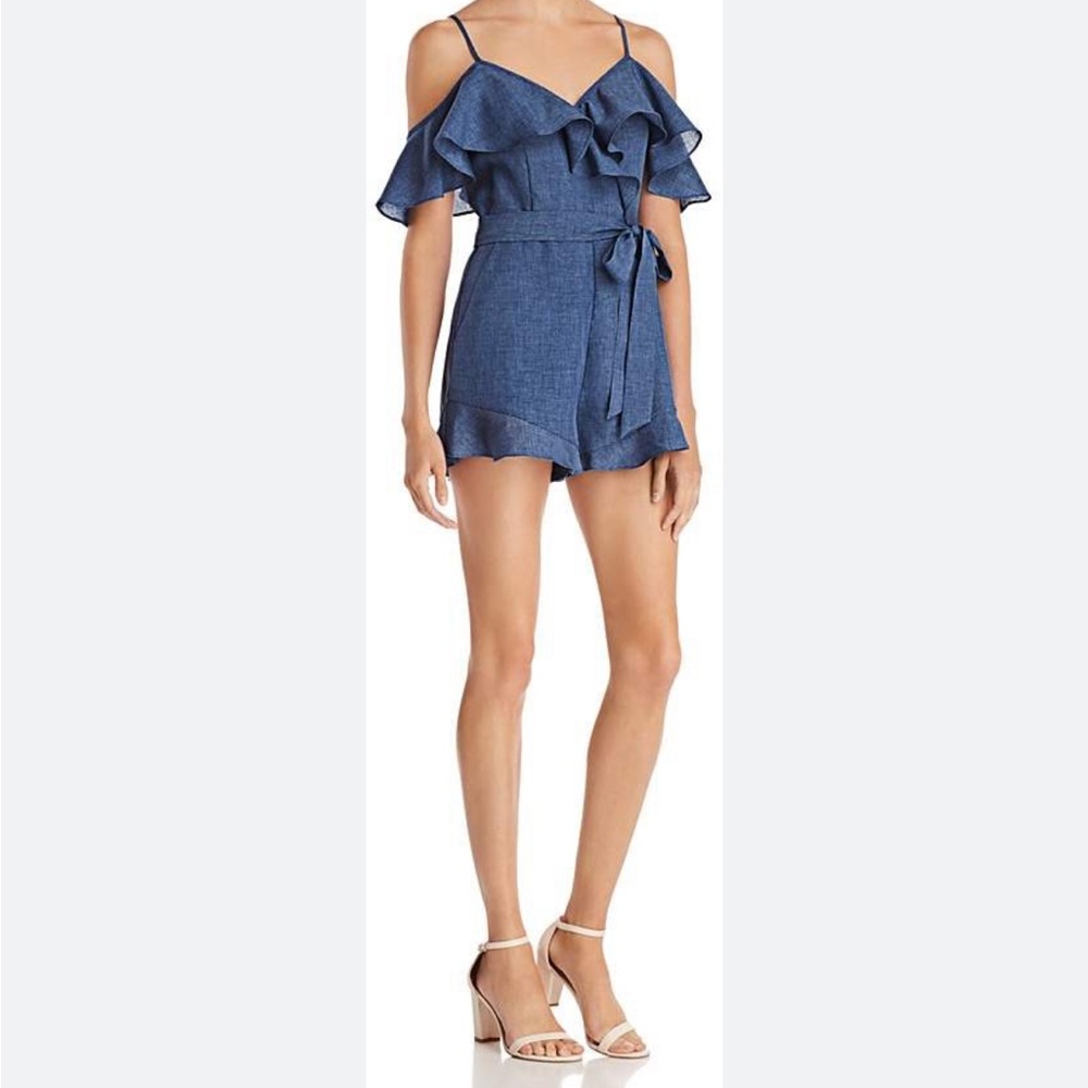 Blue (wanna be denim) romper ruffle